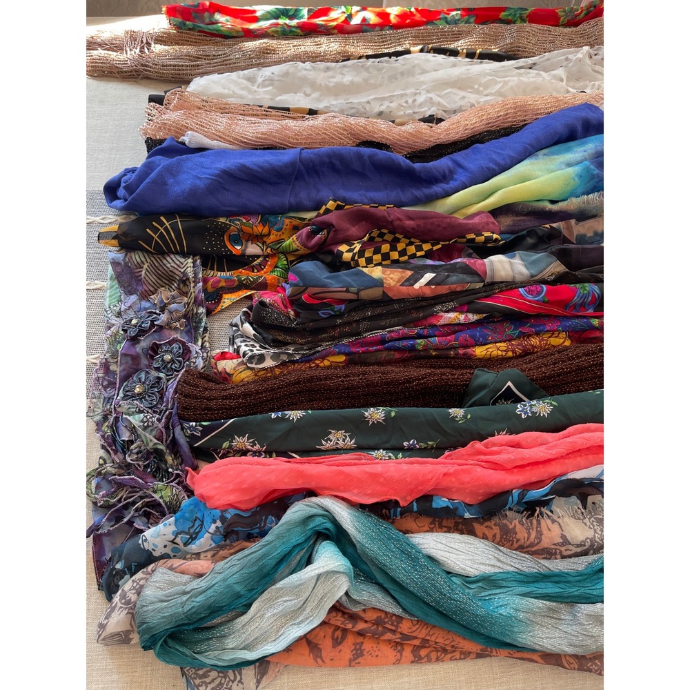 Assorted Womens Scarf Lot Pashmina Silk Velvet Burnout Floral Chiffon Bundle 43